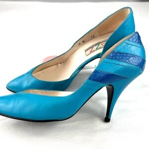 Jazz Blue Leather Pointed-Toe Women’s Pumps
